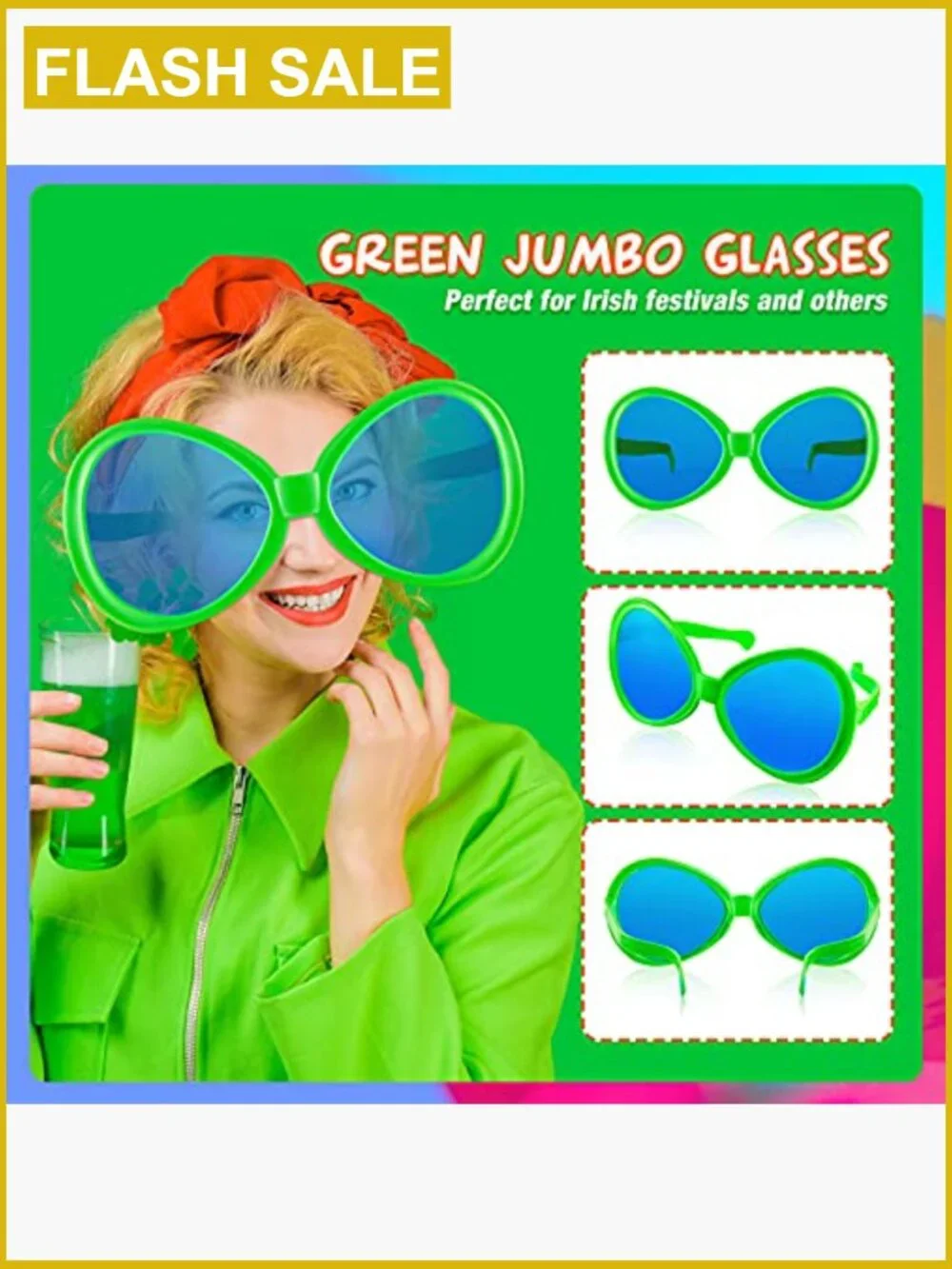 2 Sets Giant Jumbo Sunglasses Funny Clown Glasses Photo Props Party Favors